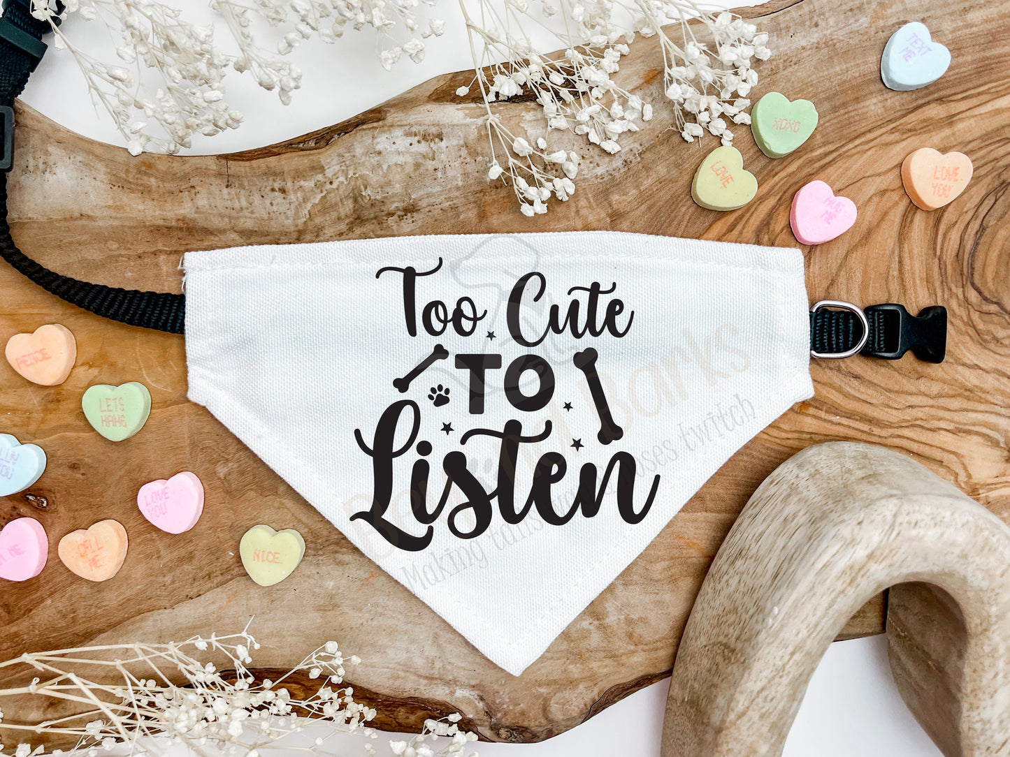 Too cute to listen dog bandana