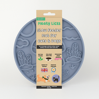 Meaty Licks Mushroom Cottage Slow Feeder – Dusty Blue