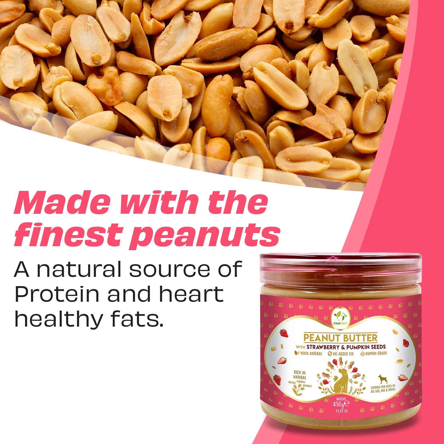 Pawfect Peanut Butter for Dogs: Strawberry & Pumpkin Seeds 275g